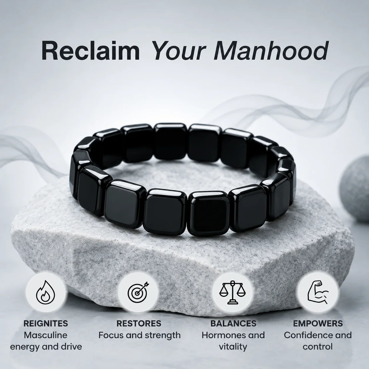 Hematika hematite bracelet for men - flatlay styled shot