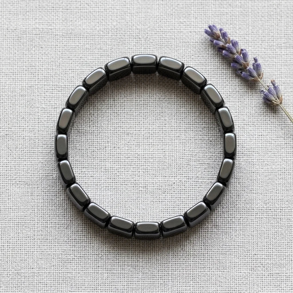 Hematika hematite bracelet for men - packaging and product detail