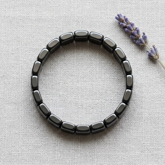 Hematika hematite bracelet for men - packaging and product detail